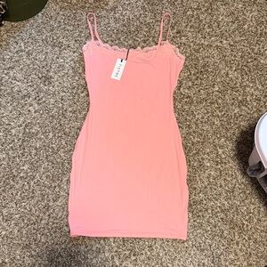 Tictoc pink Lace-Trim Slip Chemise with Adjustable Straps